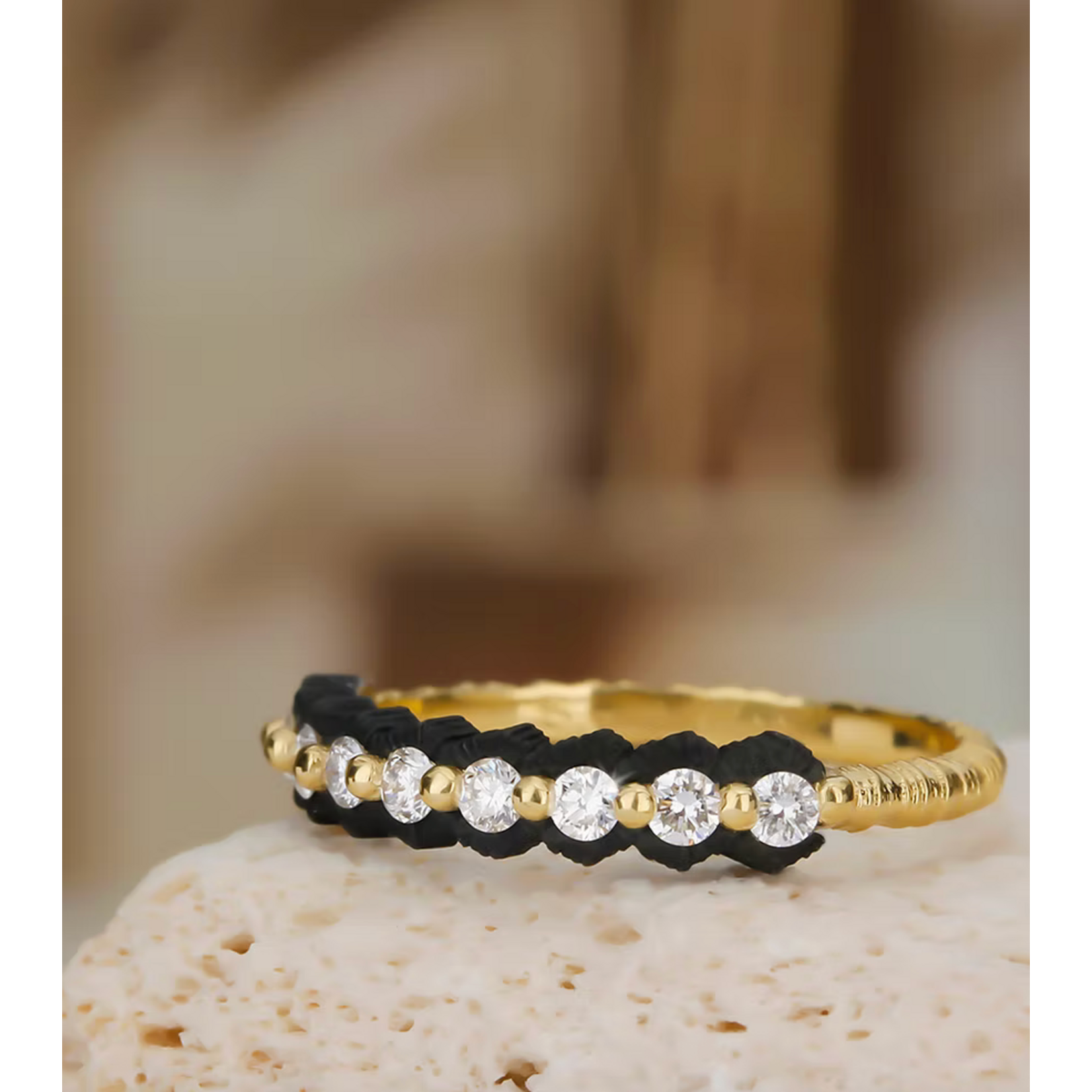 Sarah Graham Metalsmithing Scallop 9 Stone Band (.18ct diamonds), 18k, and Cobalt Chrome