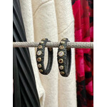 Sarah Graham Metalsmithing Pebble BOld Diamond Hinged Hoop 25mm with White and Cognac Diamonds