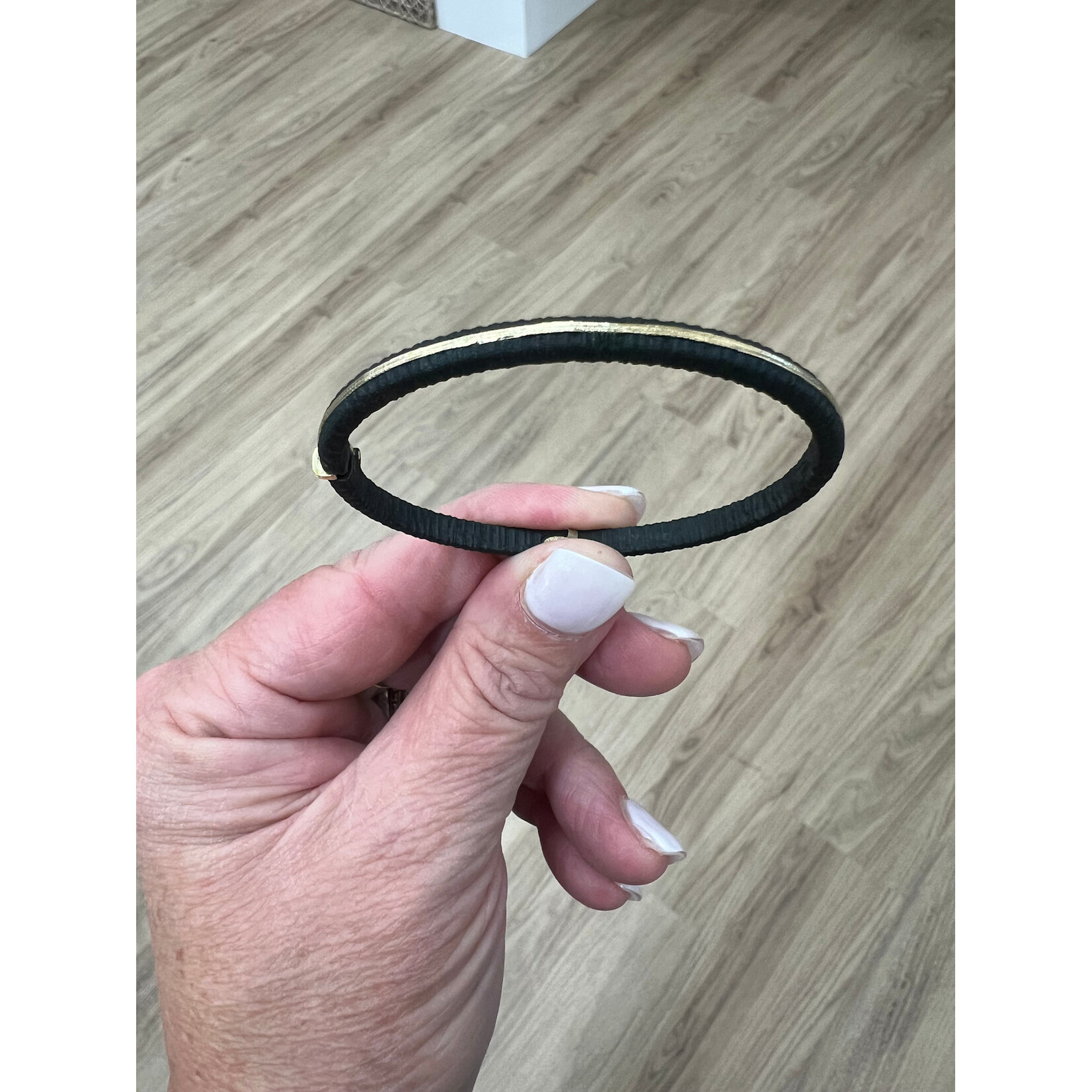 Sarah Graham Metalsmithing RIdge Hinged Cuff with 18k Thin Stripe