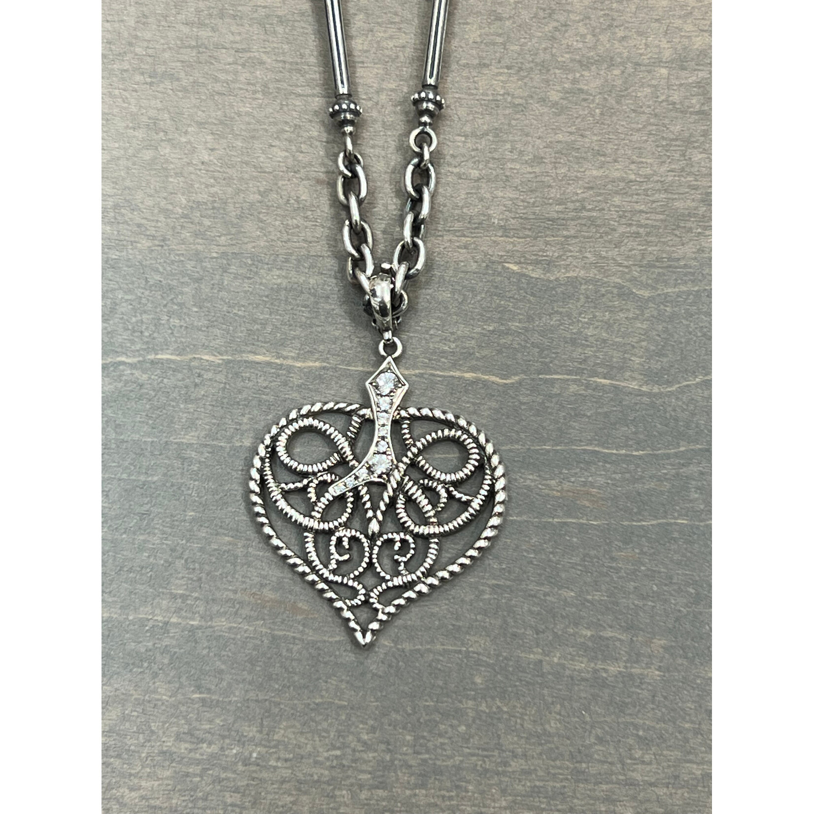 Cynthia Bach Sterling Silver Gitan Scrolled Aspen Leaf w/ Diamonds