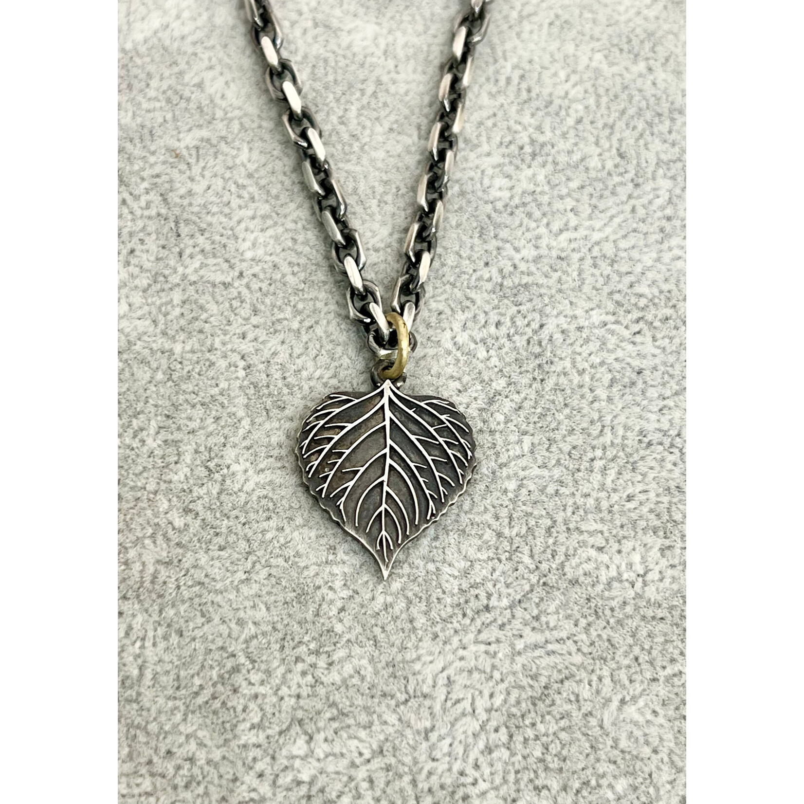 Kelly O'Donovan Aspen Leaf Charm Pendant, 14k and Silver
