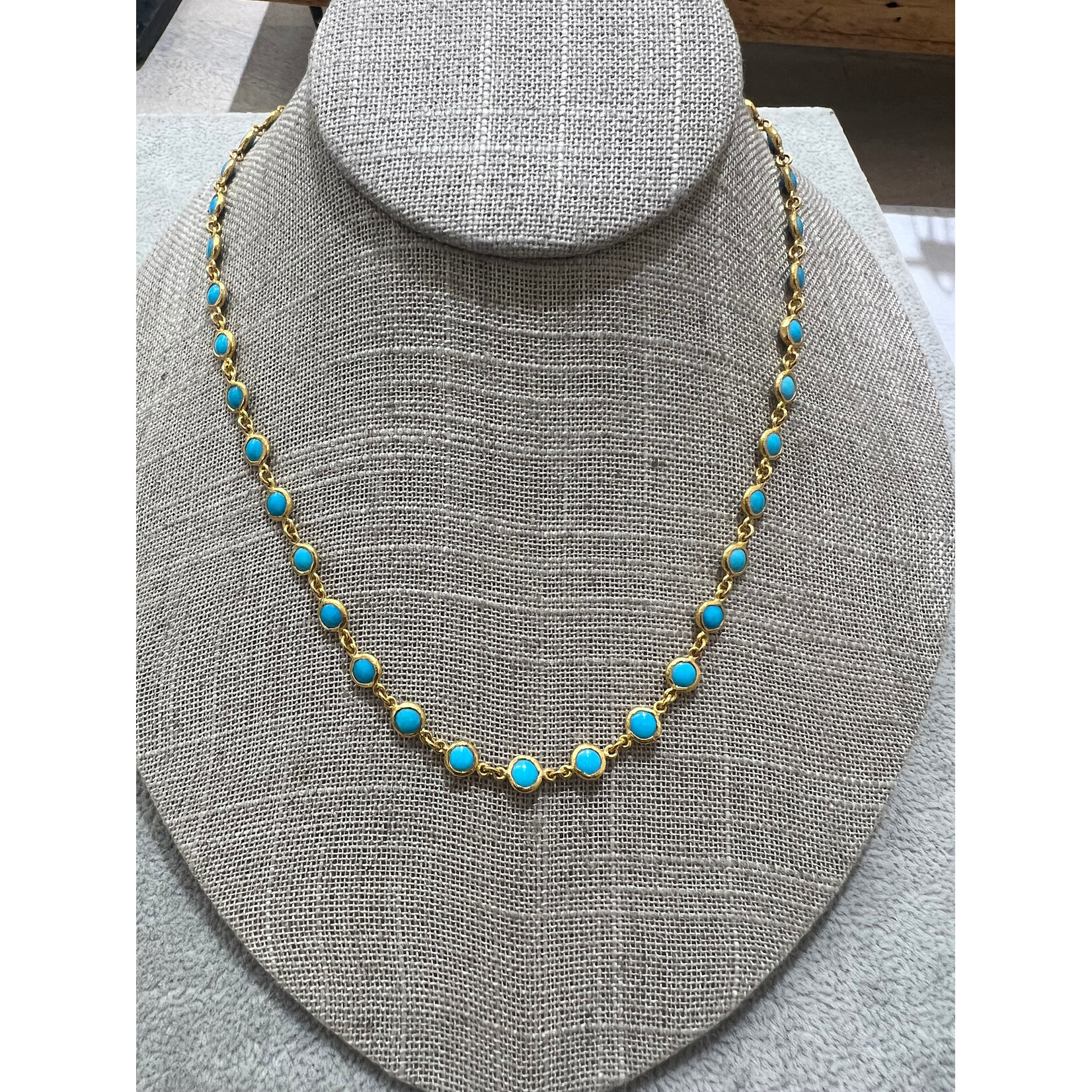 ARA Collection Round Turquoise & 24k Gold Eternity Necklace