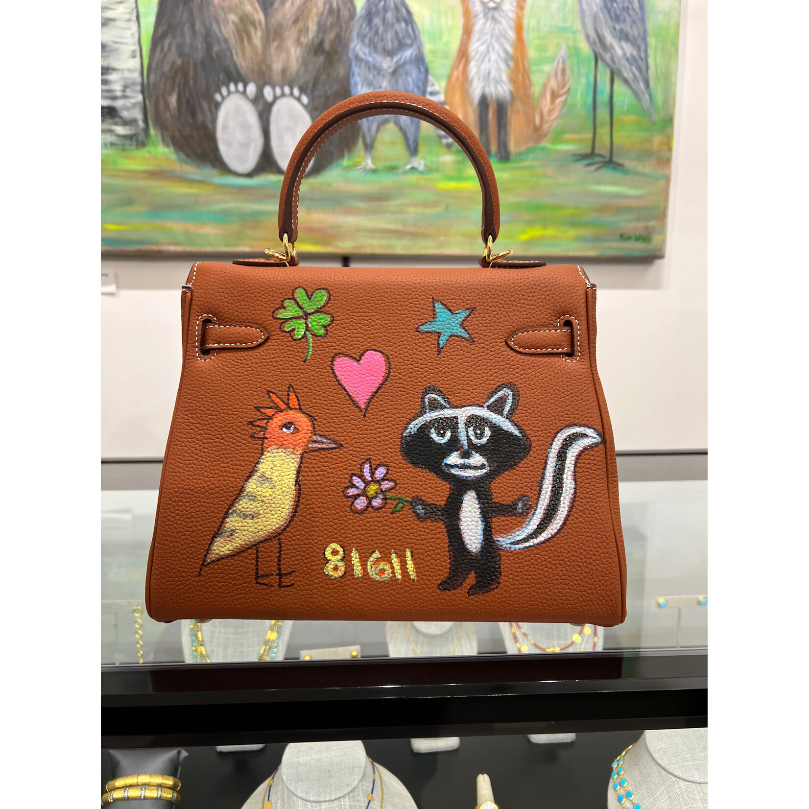 Kim Wyly Hand Painted Leather "Coming Your Way" Bag