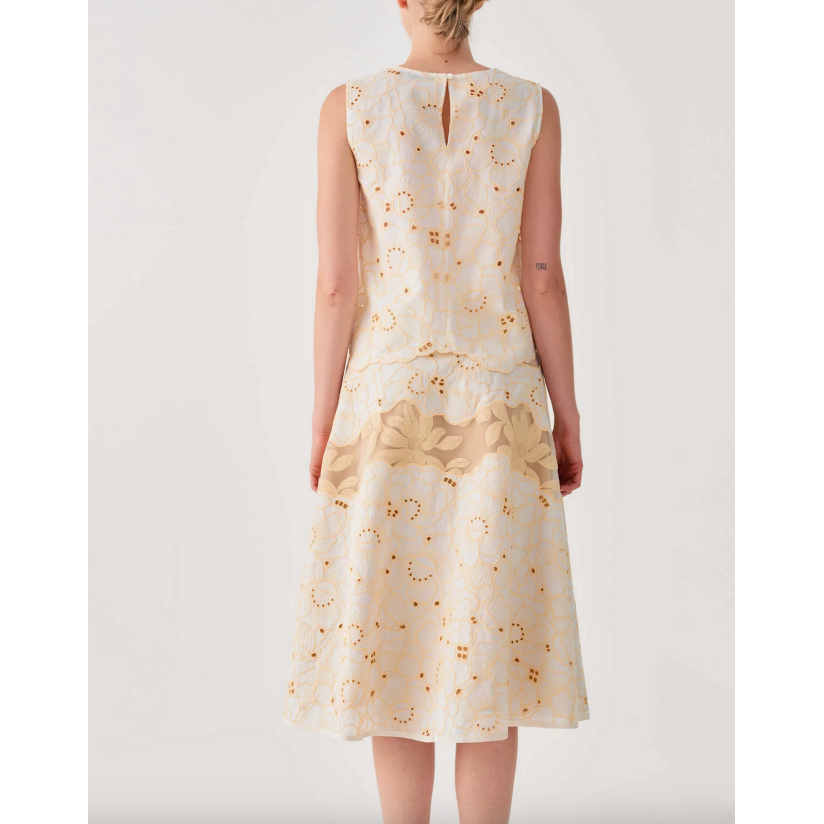 Beatrice Embroidered Organza Midi Skirt