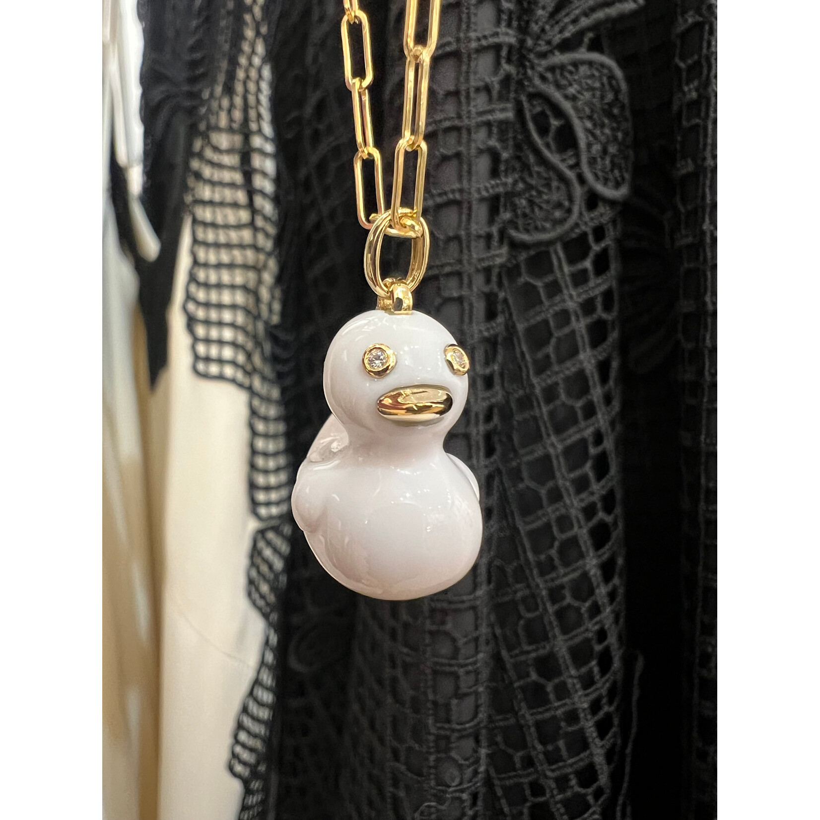 Lui Jewelry Agate Duckling with 18k Gold and Diamonds