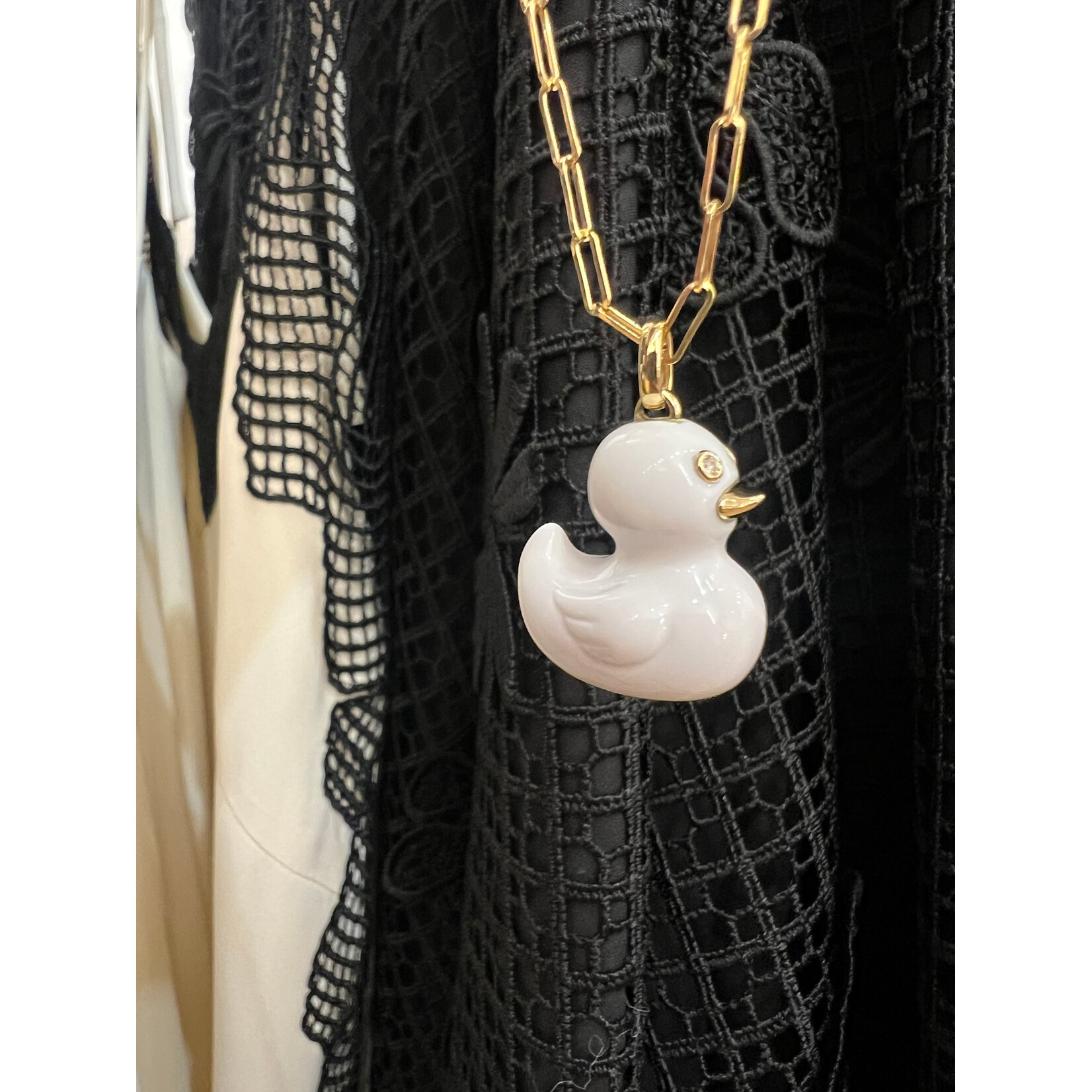 Lui Jewelry Agate Duckling with 18k Gold and Diamonds