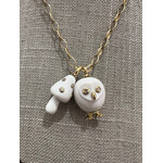 Lui Jewelry White Agate Mushroom Pendant with 18k Gold and Diamonds