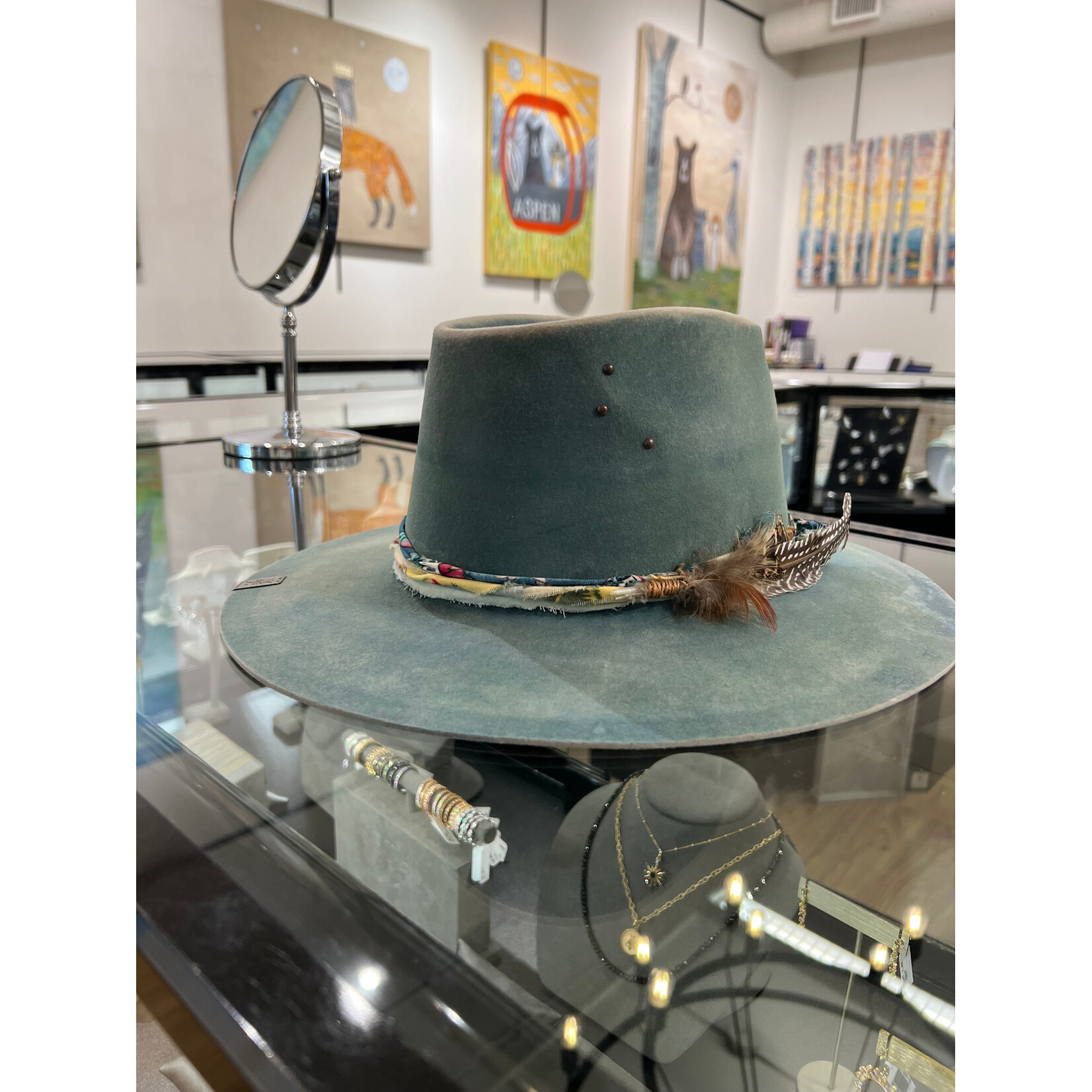 Demented Hat Co. Reworked and Hand Dyed Pale Blue Vintage Resistol 5X Beaver Hat