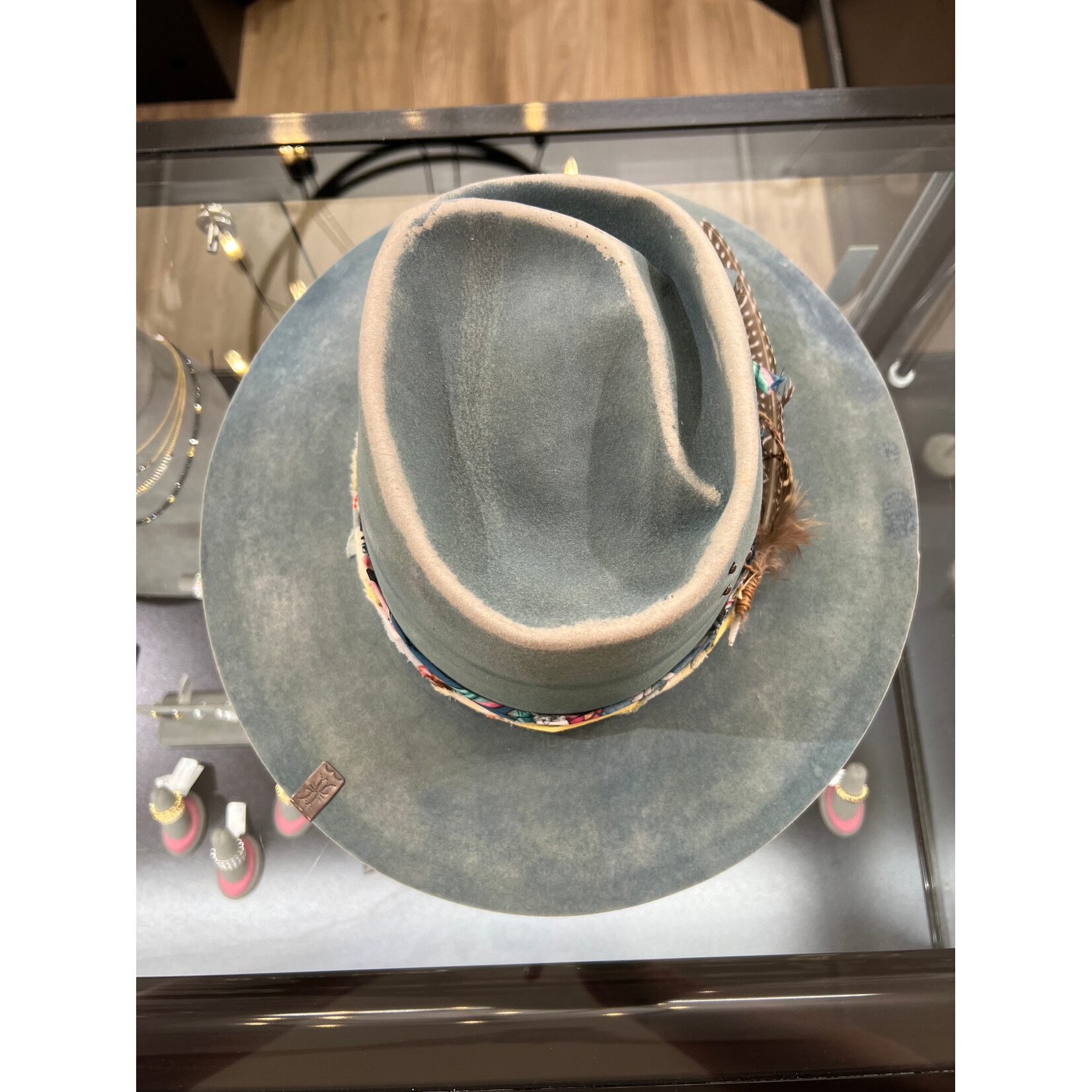 Demented Hat Co. Reworked and Hand Dyed Pale Blue Vintage Resistol 5X Beaver Hat