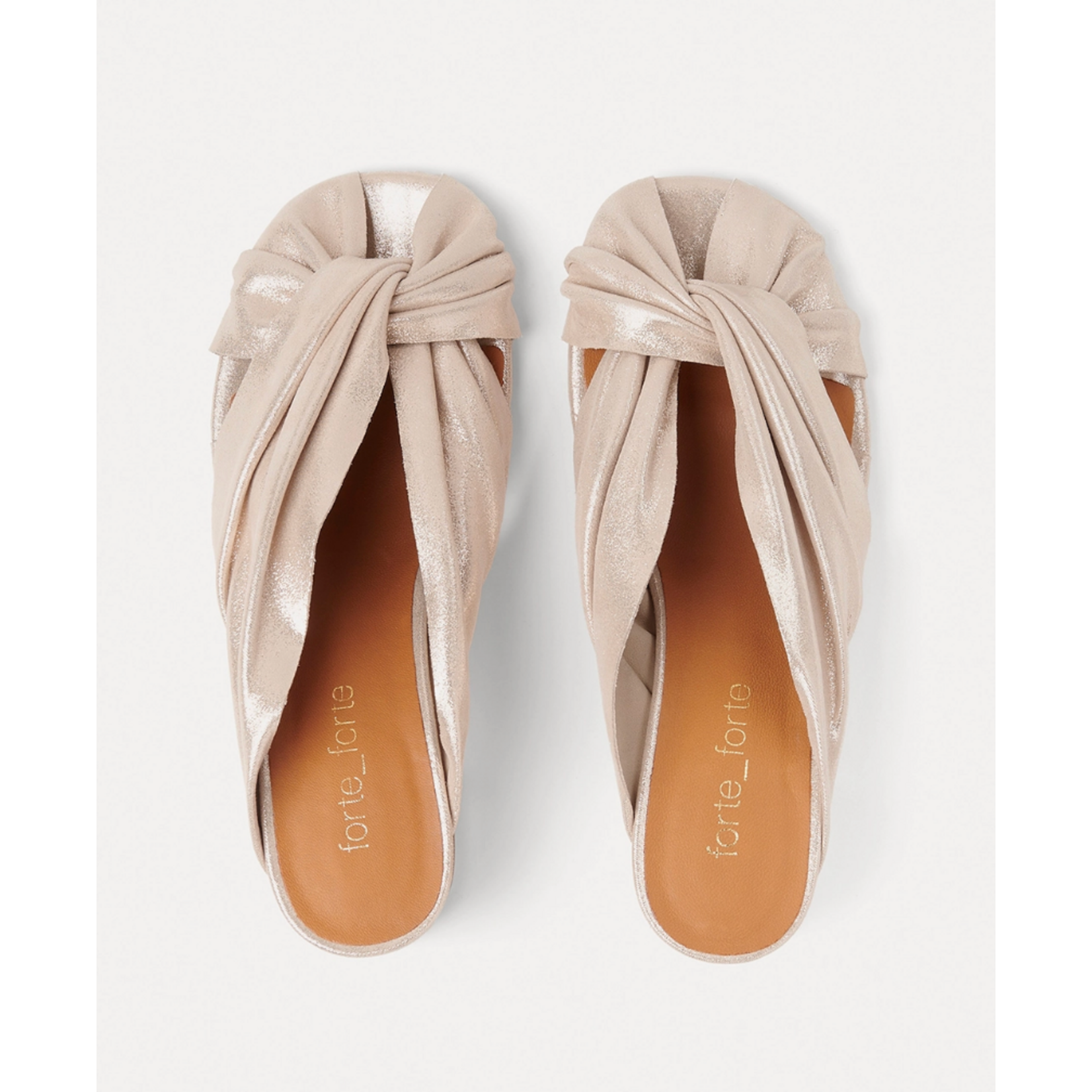 Forte Forte Golden Heel Laminated Leather Crossed Sandal