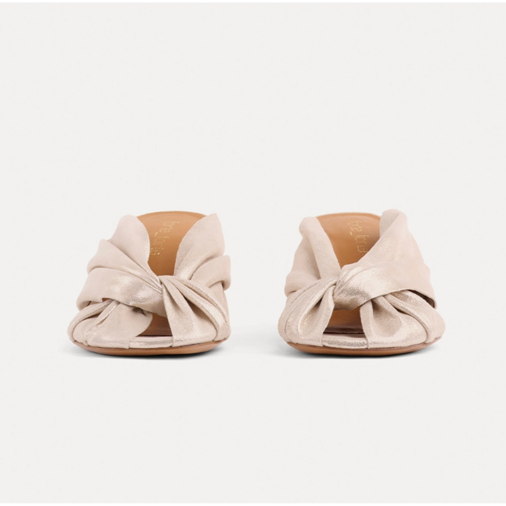 Forte Forte Golden Heel Laminated Leather Crossed Sandal