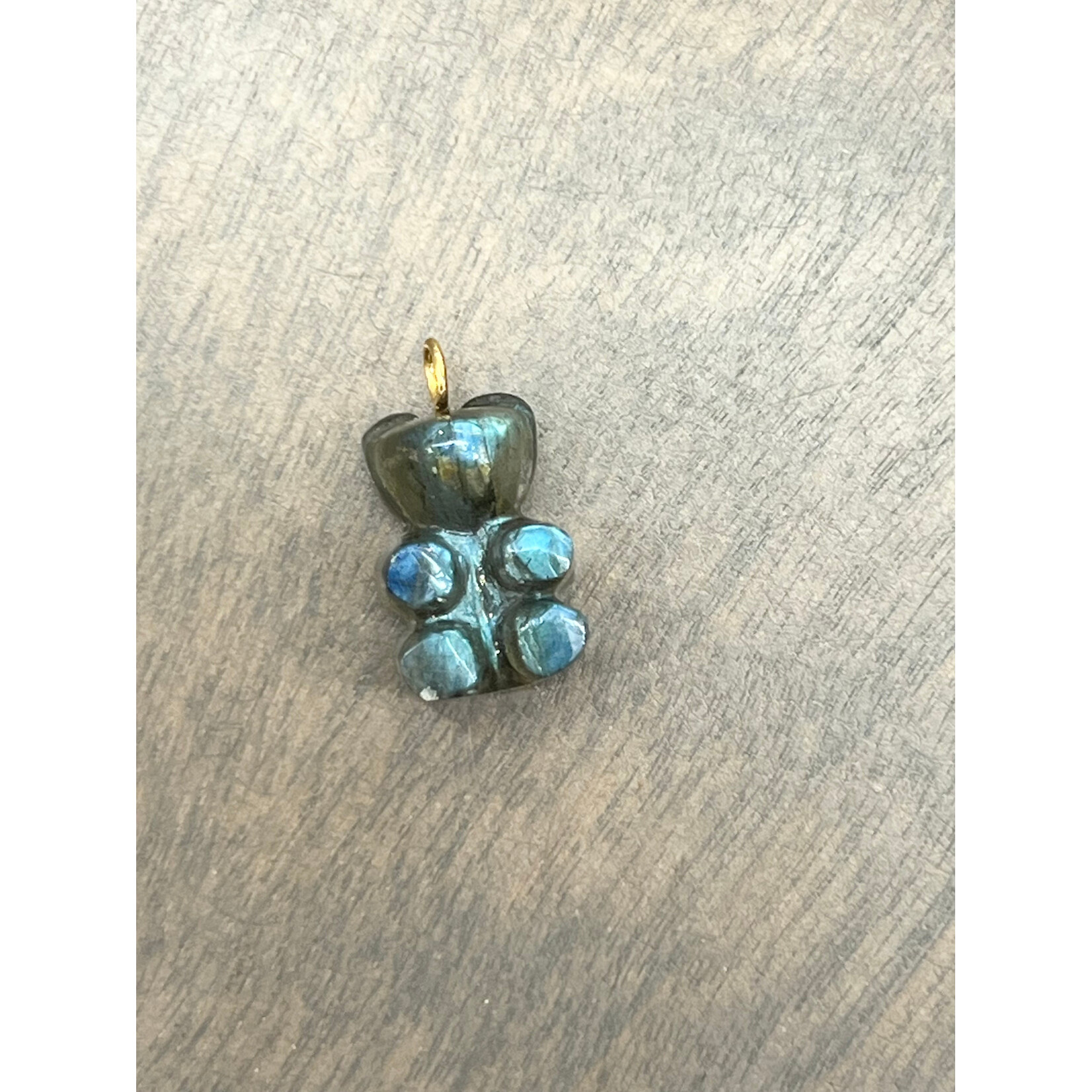 Lui Jewelry Labradorite Bear Charm Pendant, 14k