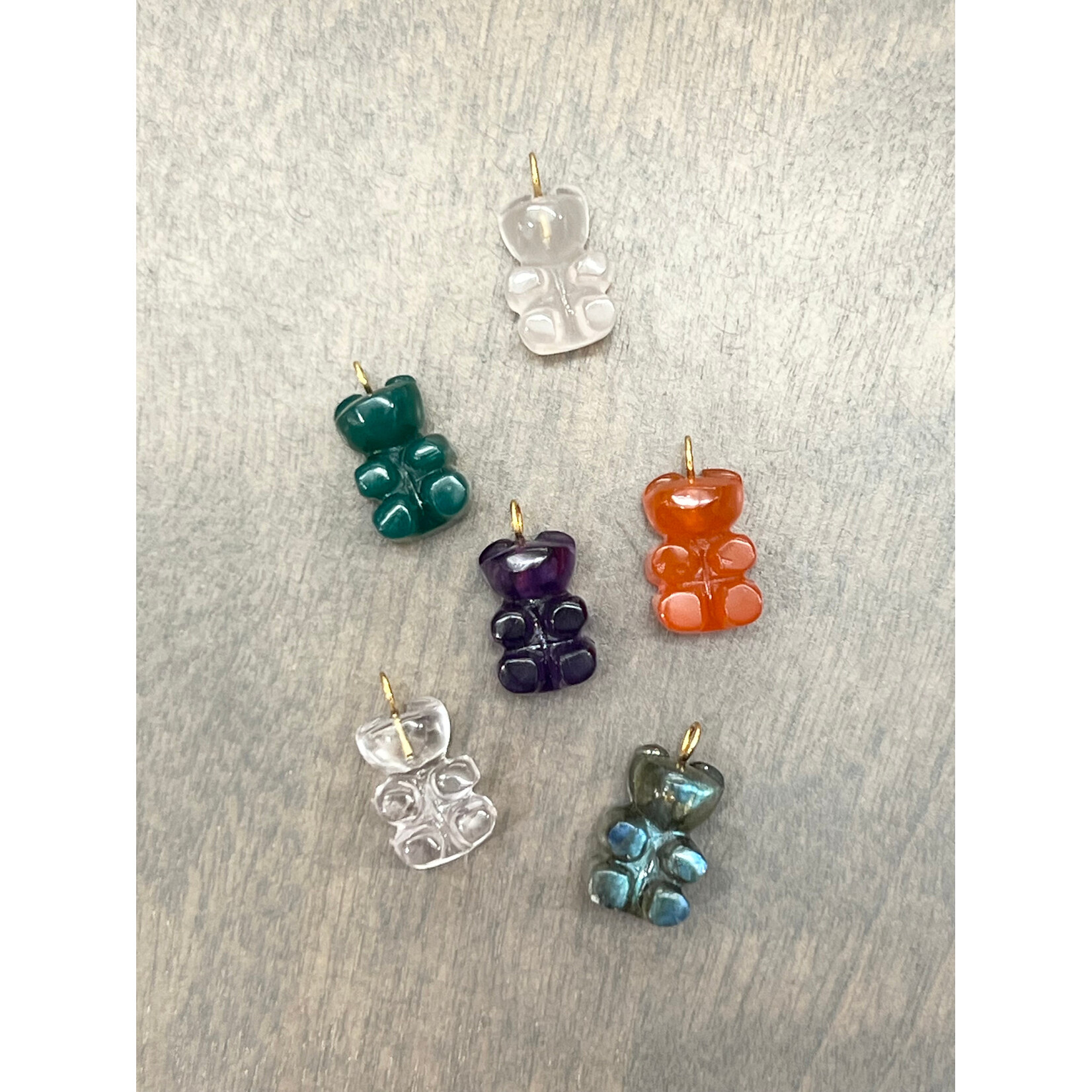 Lui Jewelry Clear Quartx Bear Charm Pendant, 14k