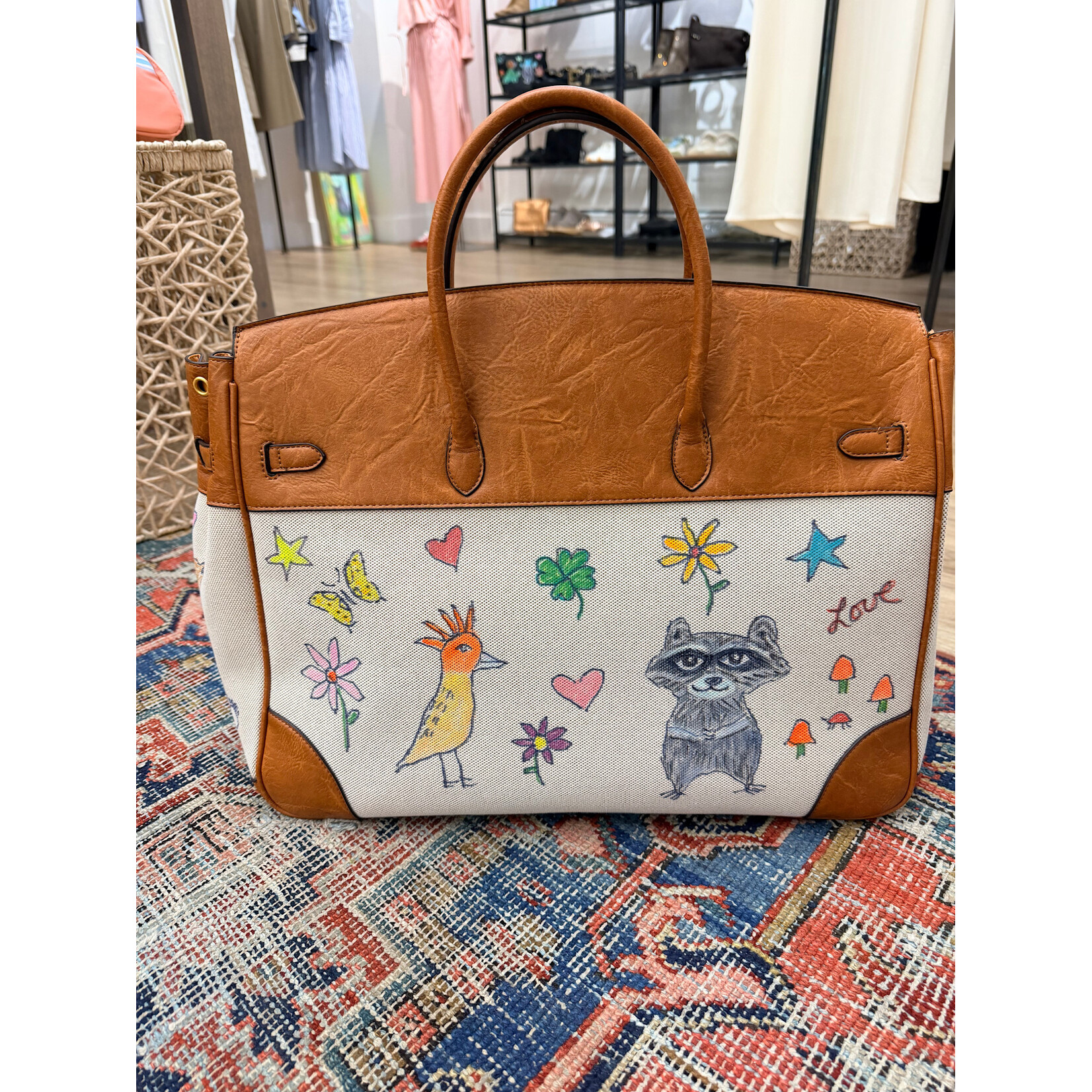 Kim Wyly Hand Painted Vegan Leather Weekender Birkin