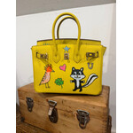 Kim Wyly Hand Painted Yellow Leather Birkin Bag