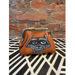 Kim Wyly Hand Painted Brown Leather Coin Purse