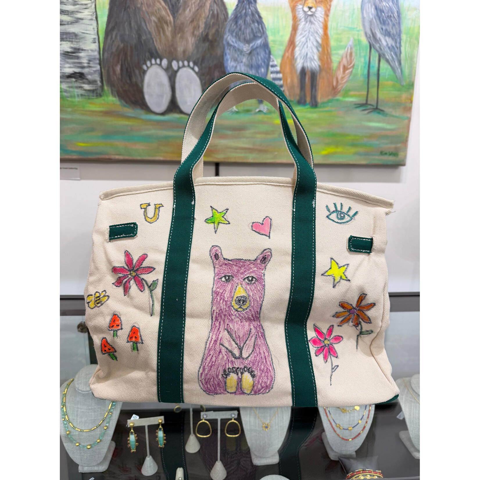 Kim Wyly Hand Painted Canvas Birkin Green