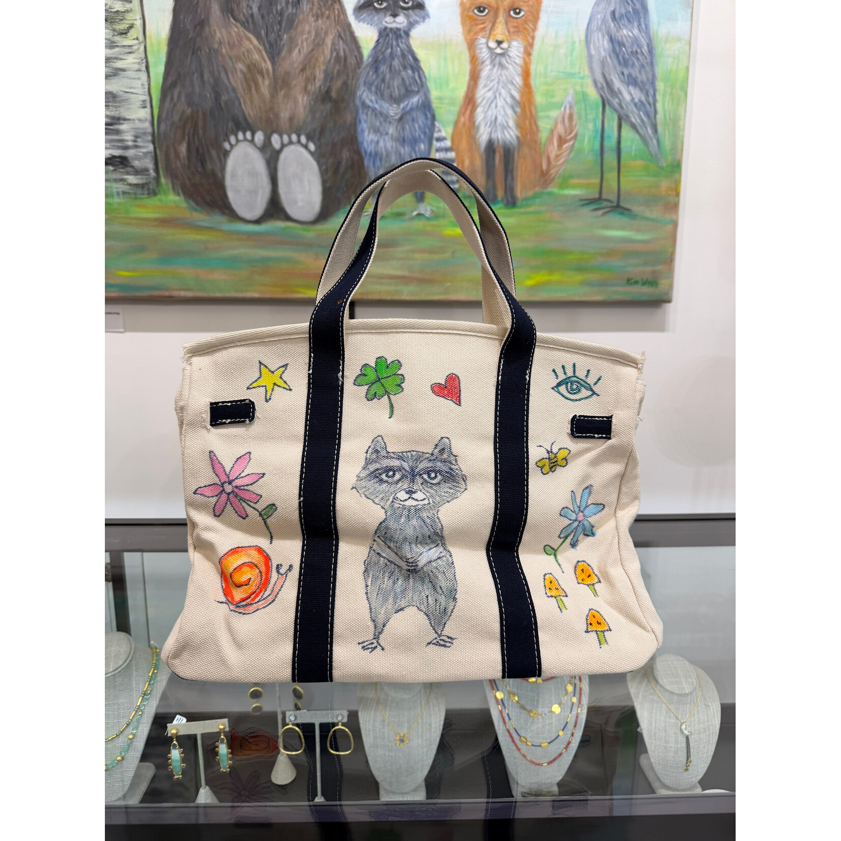 Kim Wyly Hand Painted Canvas Birkin Navy