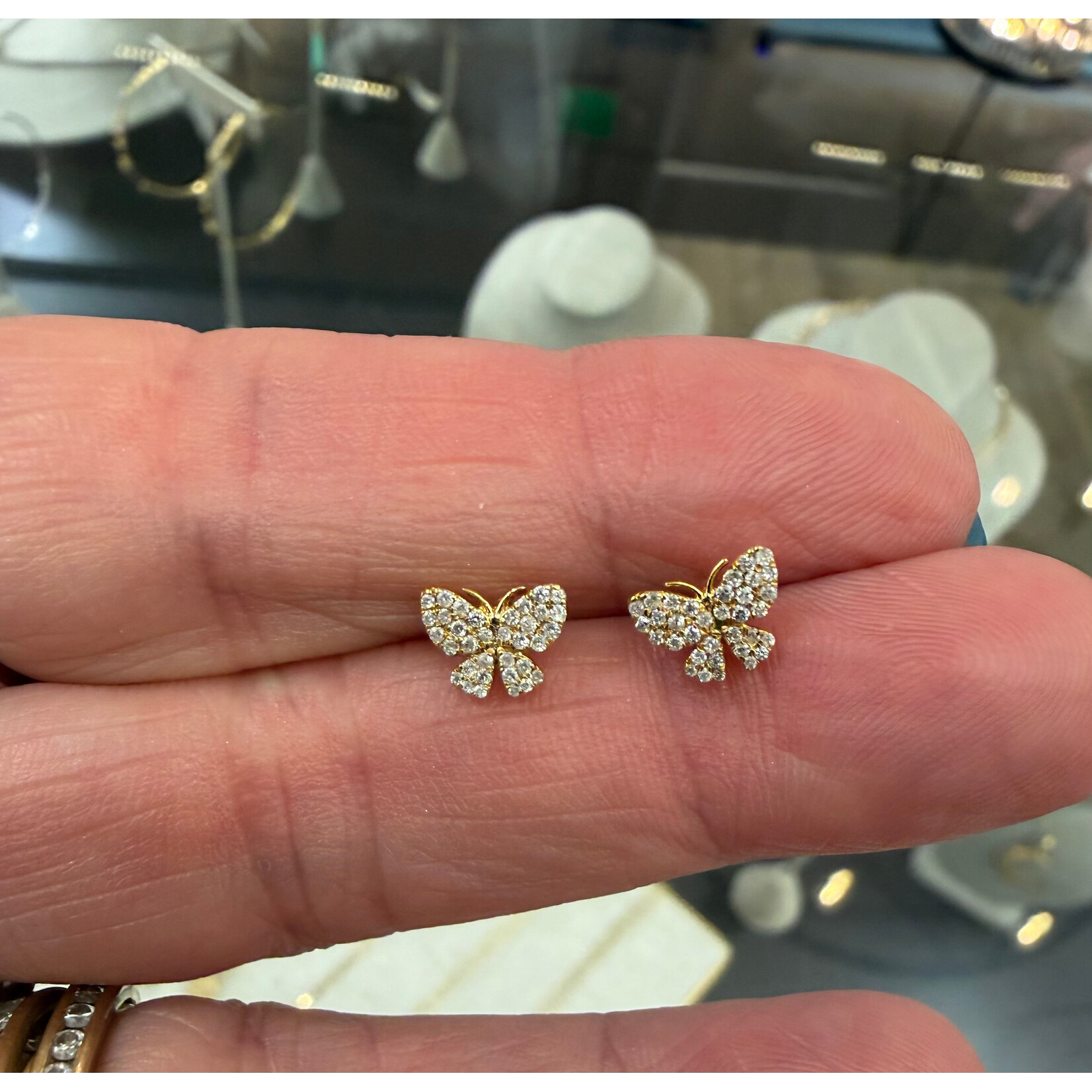 Andi Alyse 18K Gold Small Diamond (.17ct) Butterfly Studs (1.25gr)