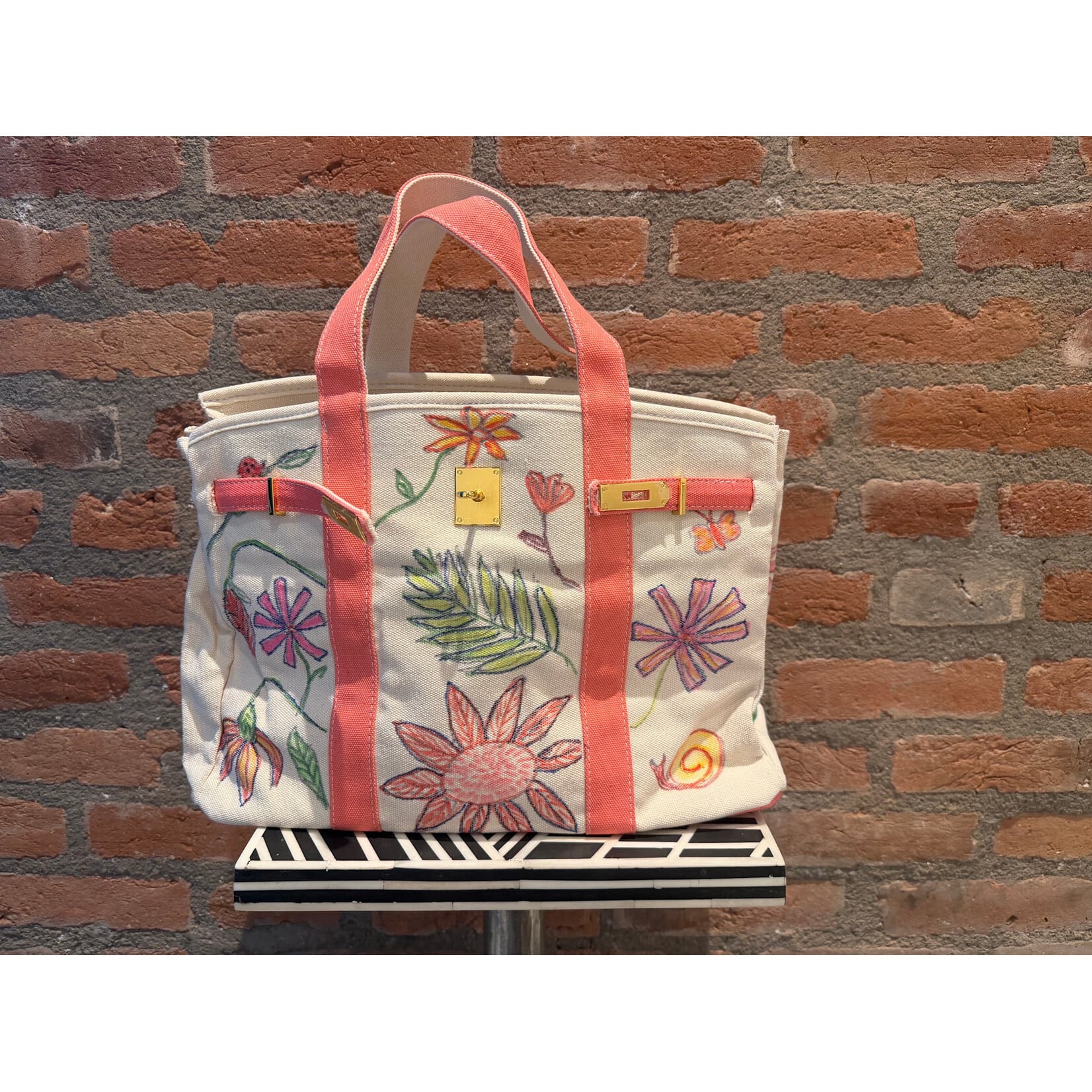 Kim Wyly Hand Painted Pink Canvas Birkin
