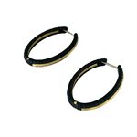Sarah Graham Metalsmithing Ridge Hinged Oval Hoop 27mm Inside Out Gold Stripe in 18K YG and Cobalt Chrome