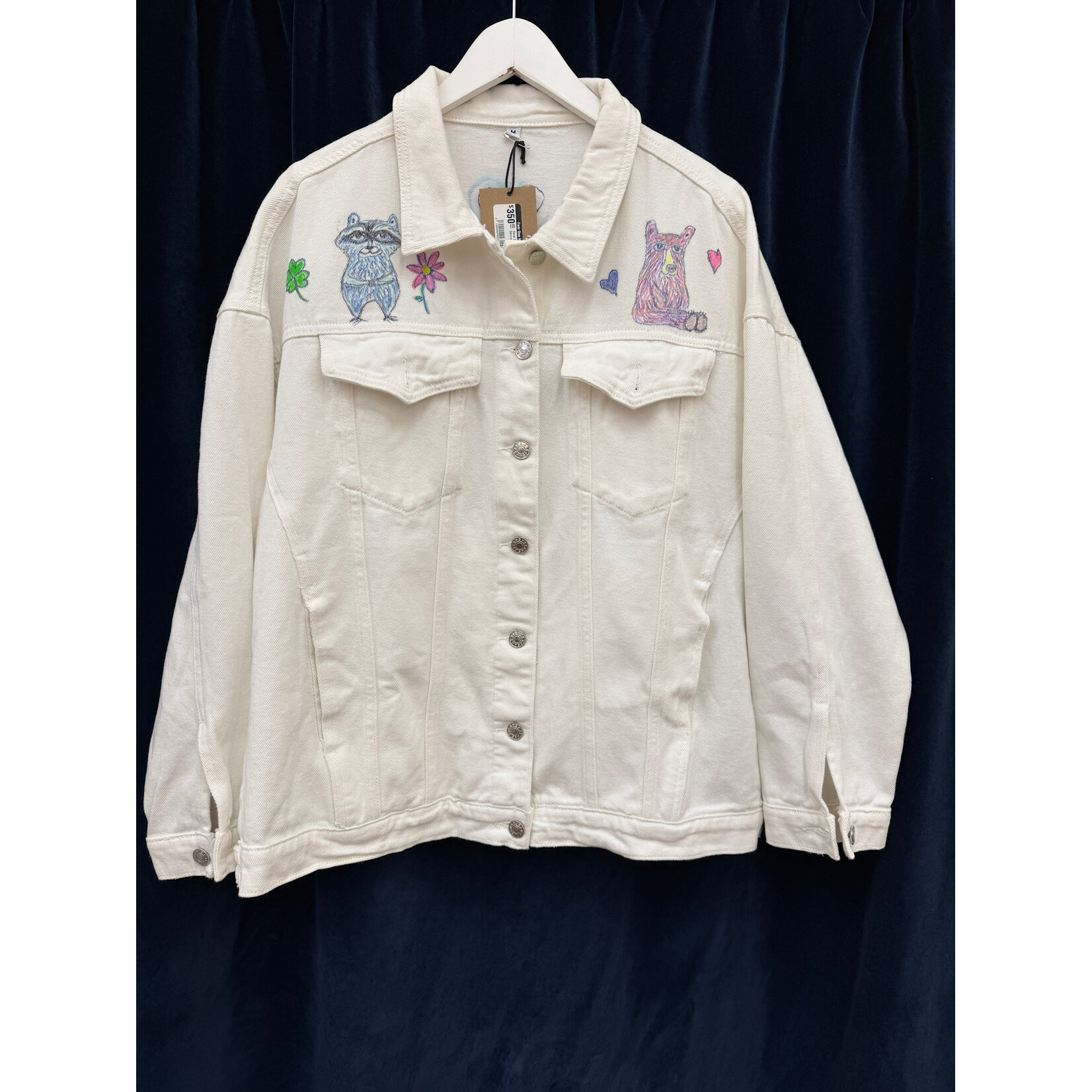 Kim Wyly Hand Painted White Denim Jacket