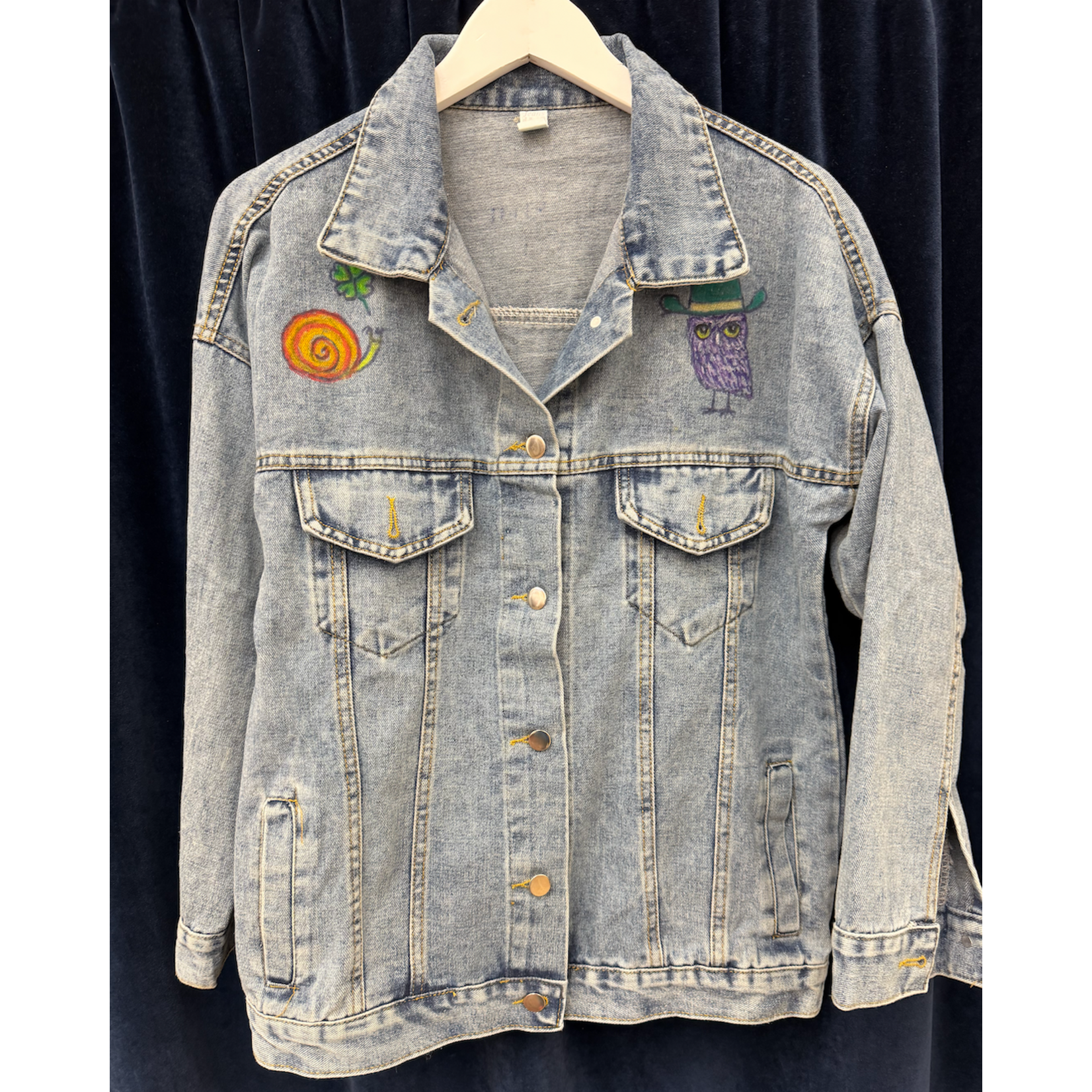 Kim Wyly Hand Painted Blue Denim Trucker Jacket