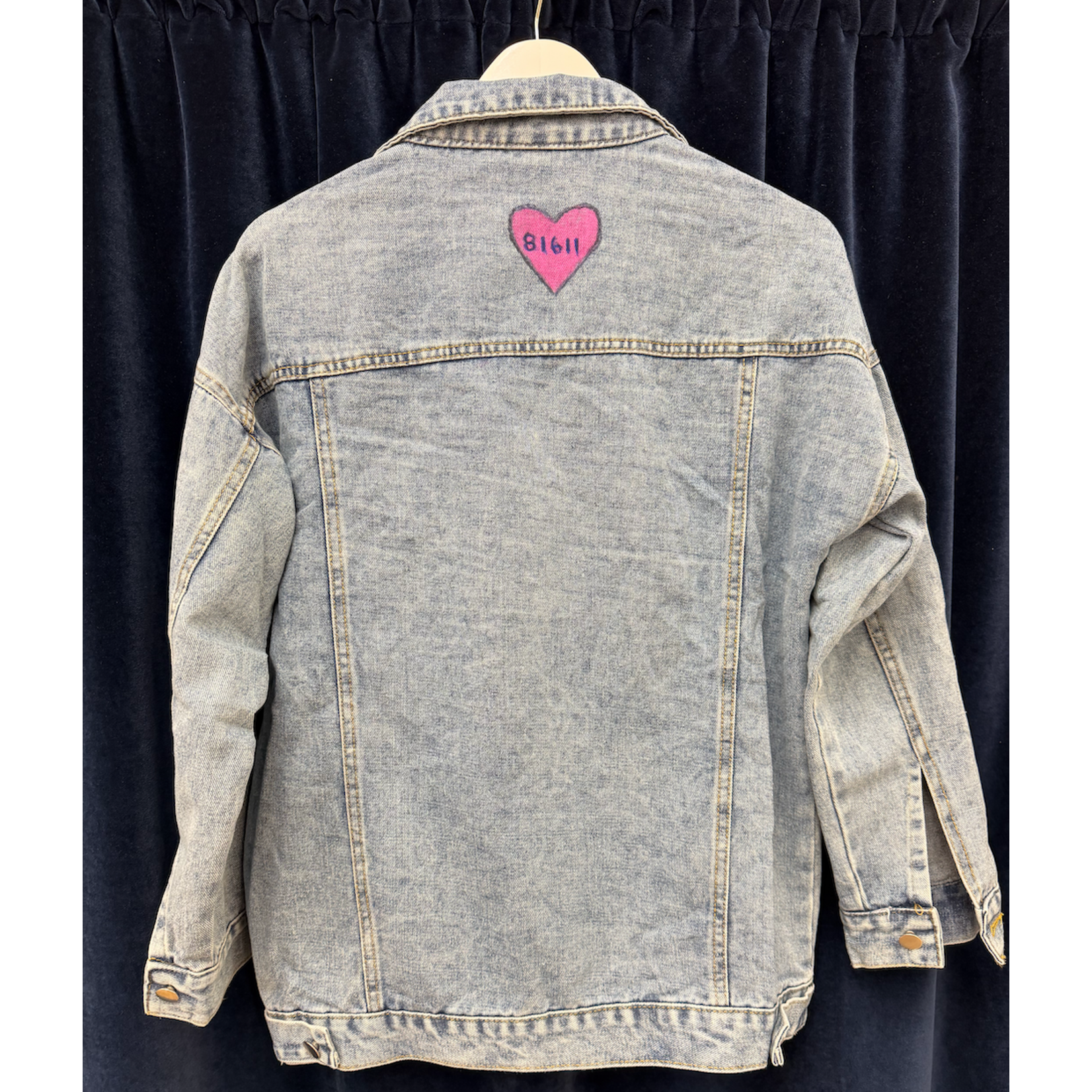 Kim Wyly Hand Painted Blue Denim Trucker Jacket