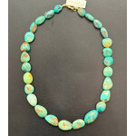 Theodosia Graduated Light Turquoise Nugget Necklace, 17 inches