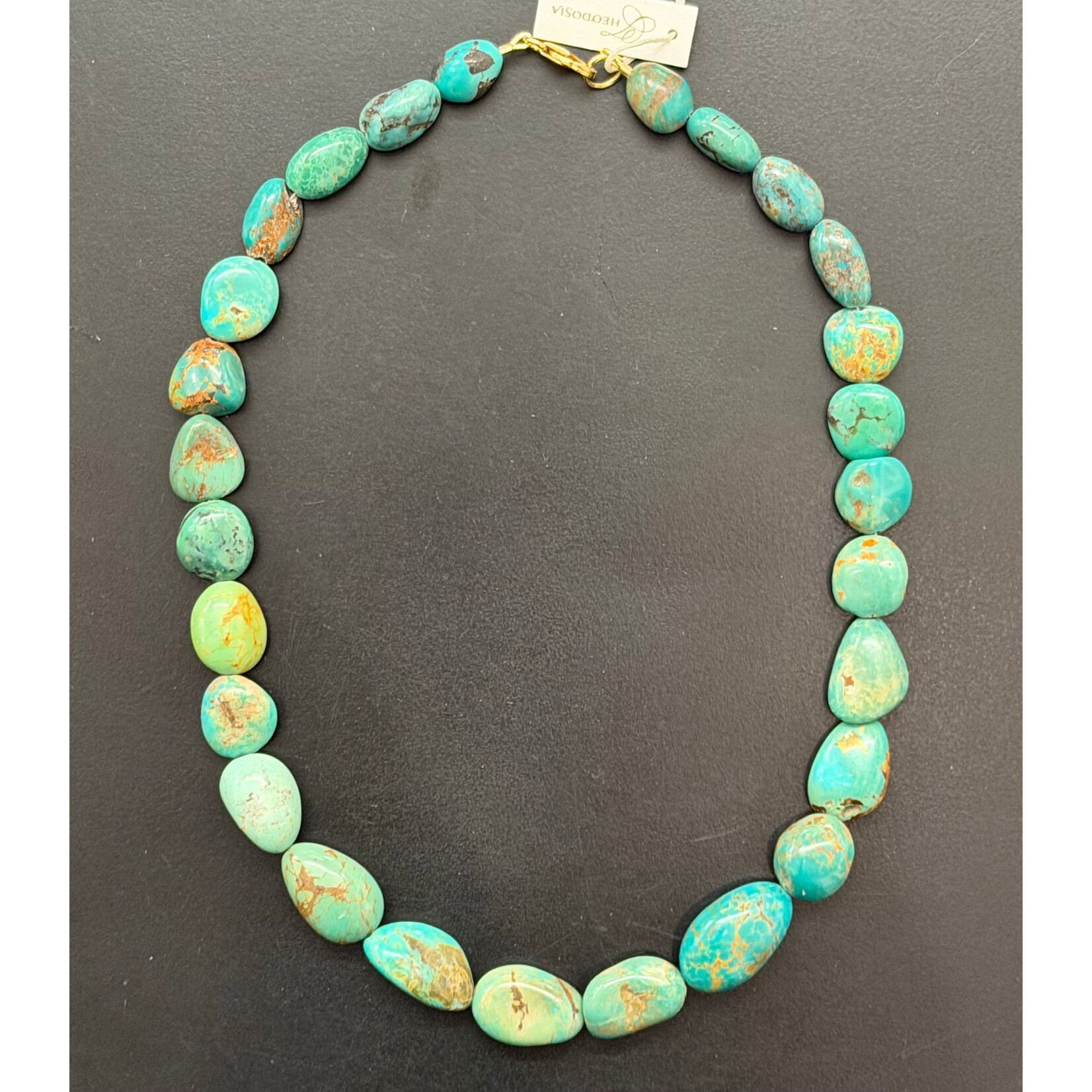 Theodosia Graduated Light Turquoise Nugget Necklace, 17 inches