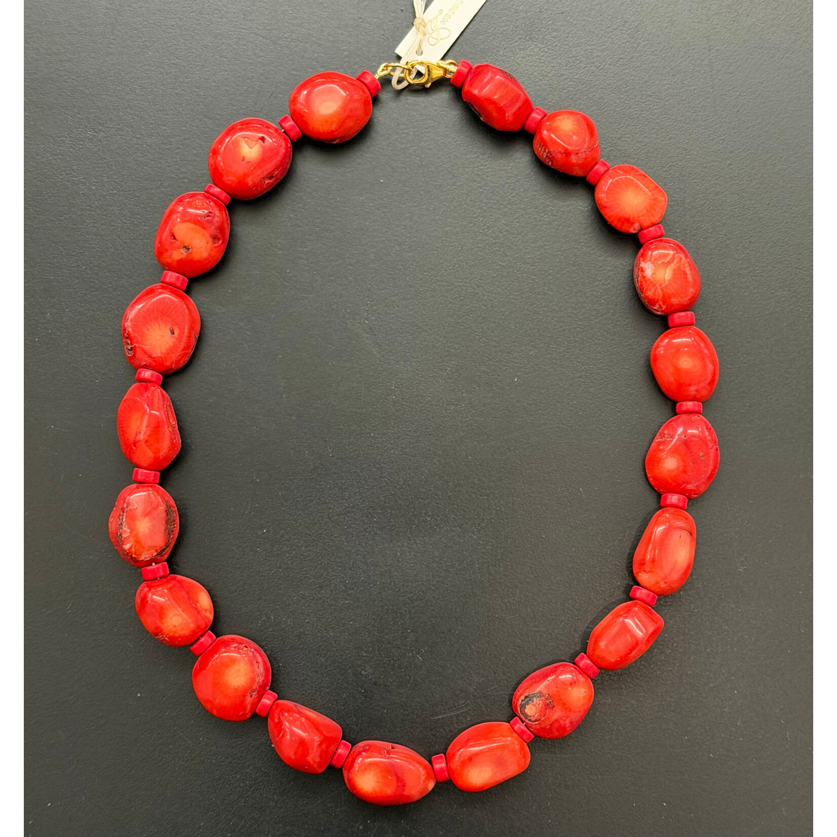 Theodosia Coral with Red Spacers Necklace, 18 inches
