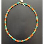 Theodosia Turquoise and Spiny Oyster Necklace, 17 inches