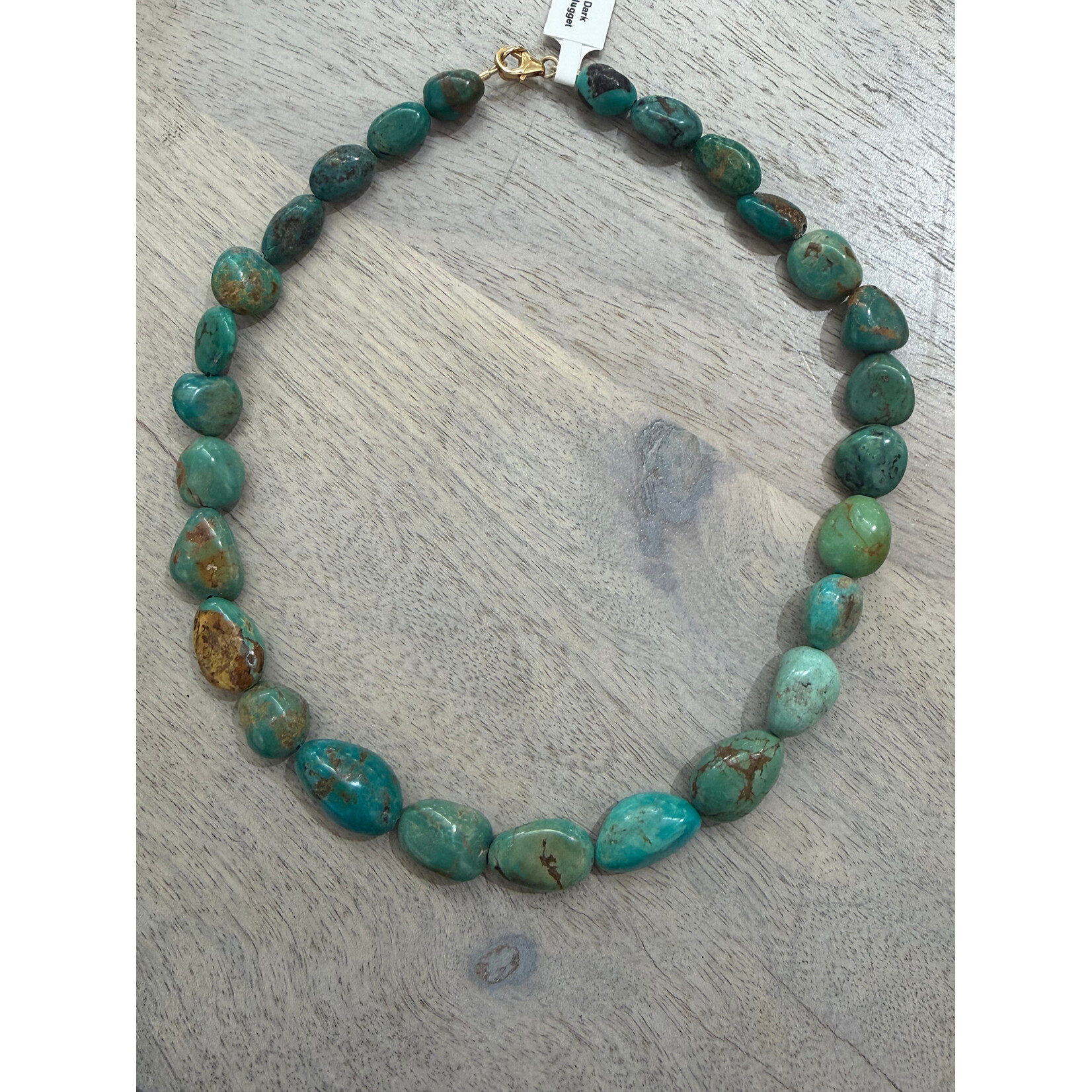 Theodosia Graduated Dark Turquoise Nugget Necklace, 17 inches
