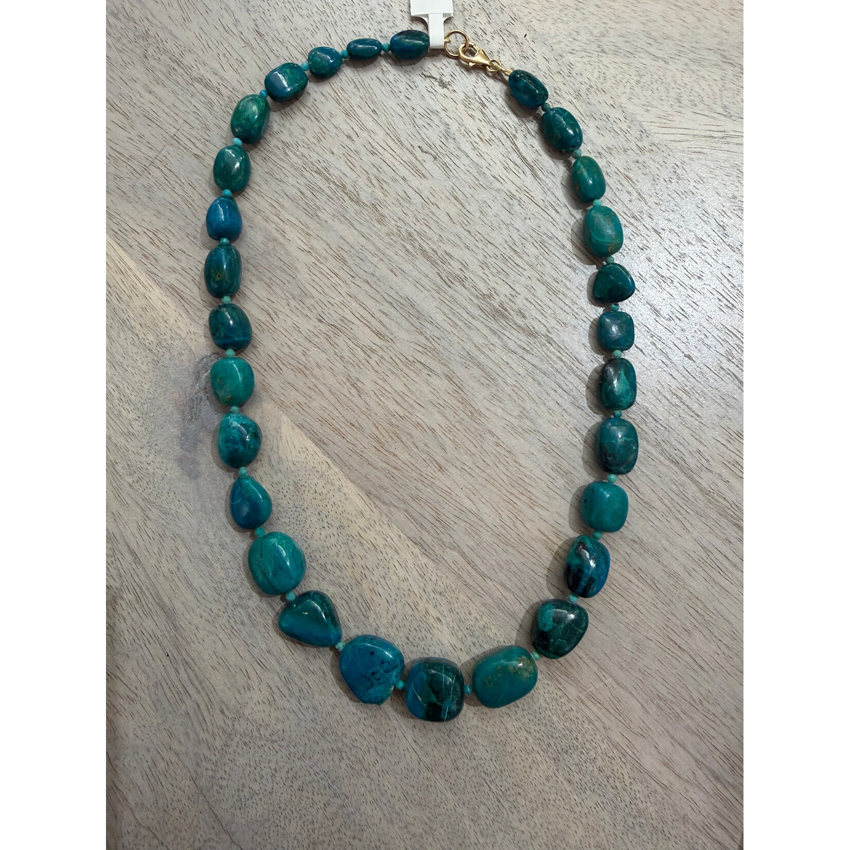 Theodosia Chrysocolla Nugget Necklace, 17 inches