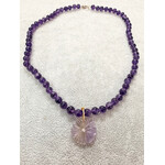 Andi Alyse Amethyst Flower Bead Necklace, lab diamond, 14k gold