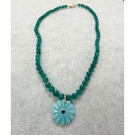 Andi Alyse Amazonite Flower, Green Onyx Bead Necklace, Sapphire, 14k Gold
