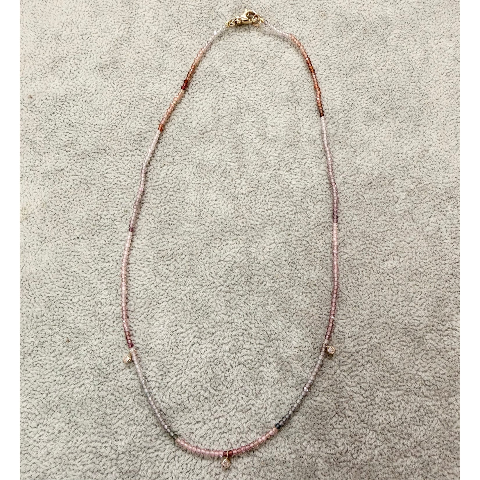 Andi Alyse Delicate Spinel Necklace with 3 Lab Diamond Drops, 14k