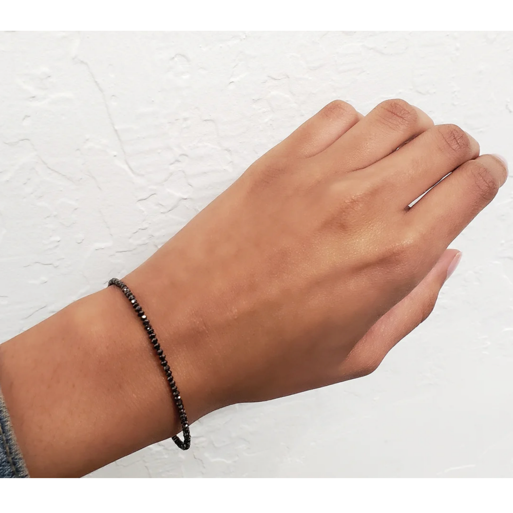 Sethi Couture Noir Black Diamond Bead Mediuim Bracelet (approx 10ct.) 2.5-3mm, 7"