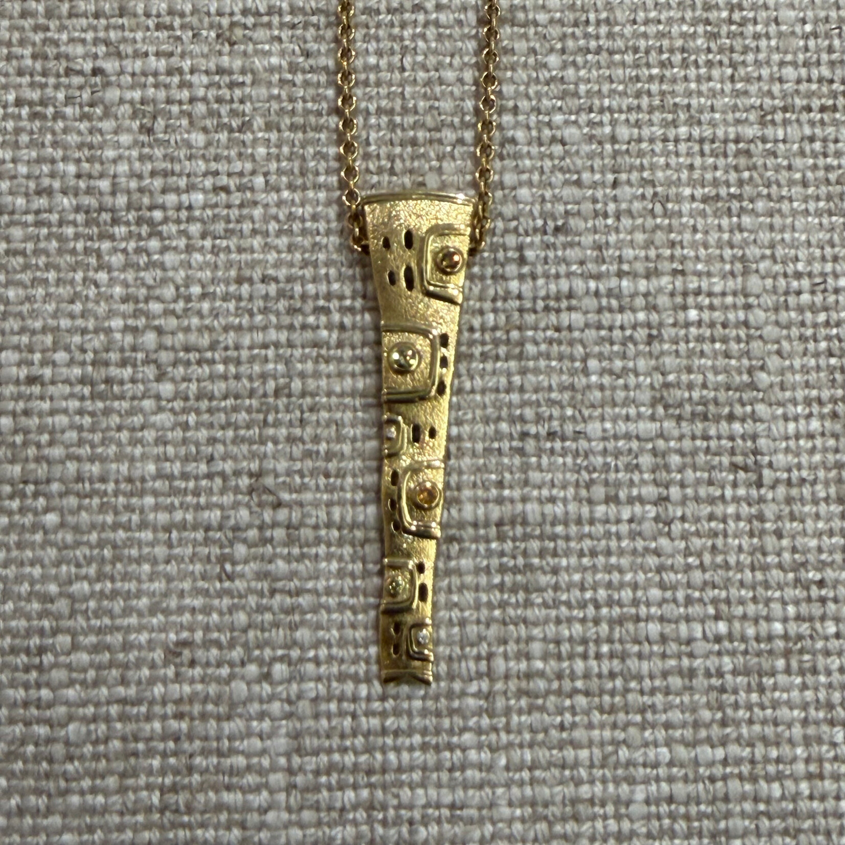 Alex Sepkus 18K Yellow Gold & Diamond (.01ct) Ribbon Pendant