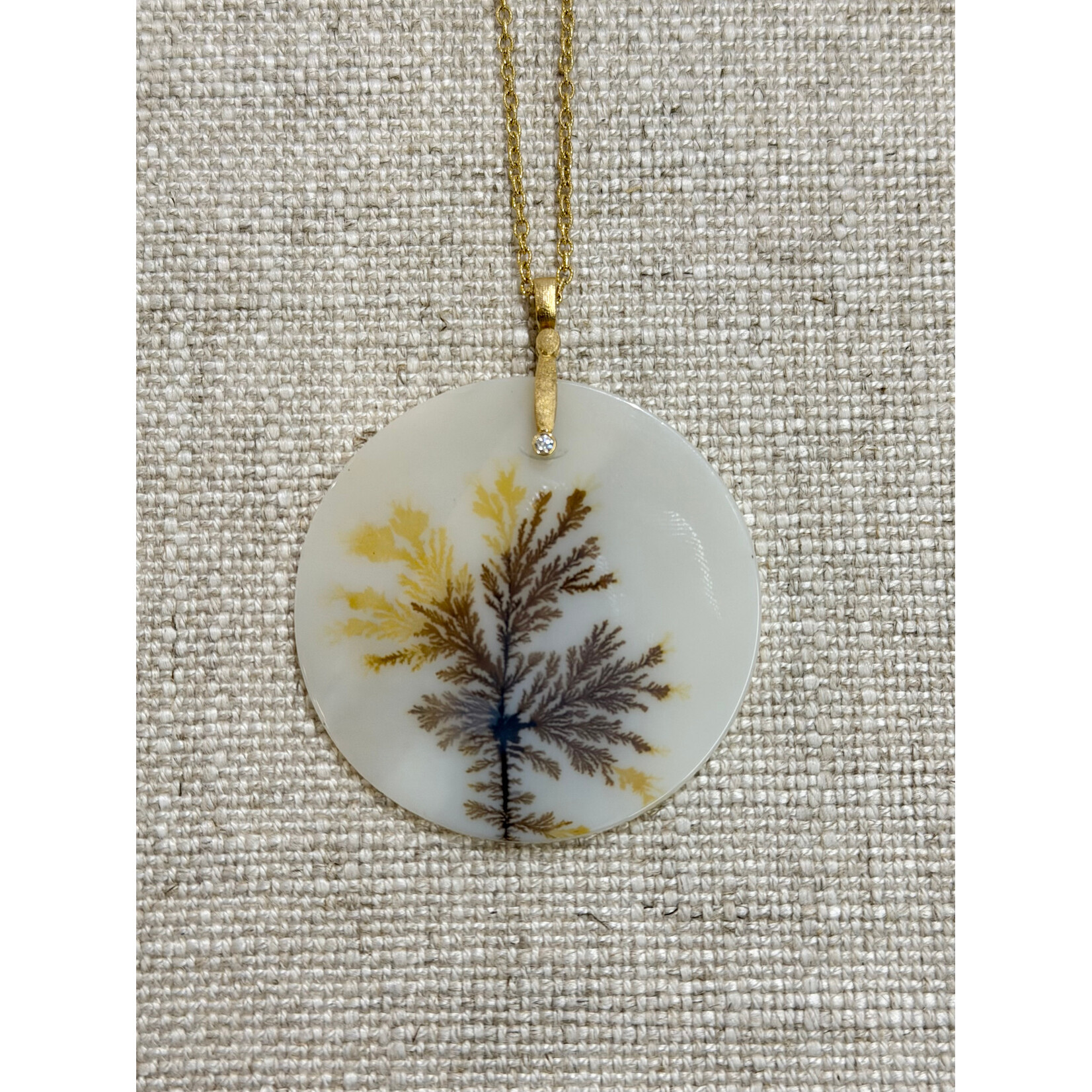 Alex Sepkus Dendritic Agate and 18k Yellow Gold Sticks and Stones Pendant
