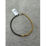 Sethi Couture Noir Black Diamond and 18K Gold Bead (2mm) Yin Yang Bracelet (2.65gr) approx 3.60ct, 7"