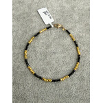 Sethi Couture Noir Black Diamond (2mm) and 18K Gold Bead Bracelet (2.77gr) approx 3.20ct, 7"