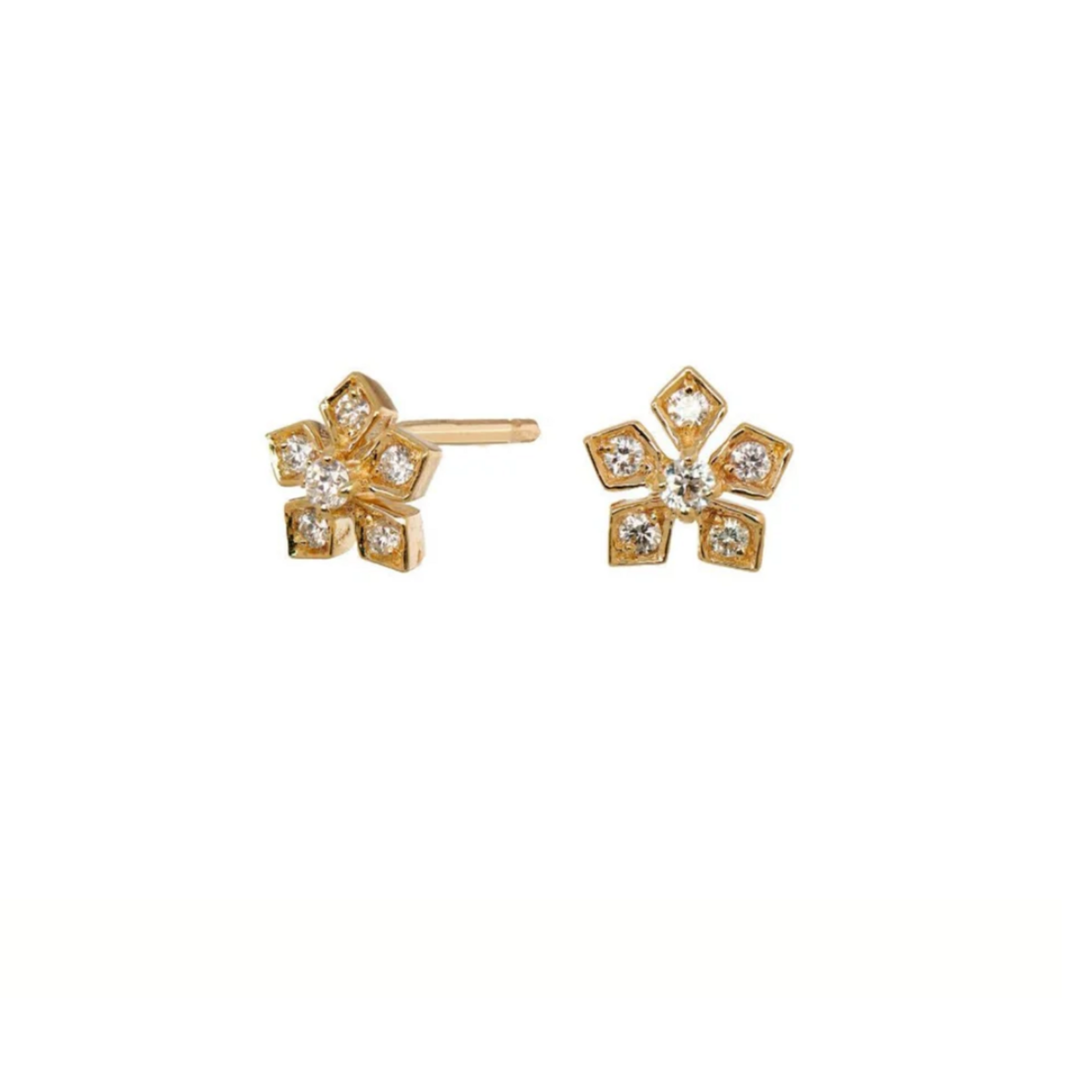 Sethi Couture 18K Yellow Gold Enchanted Garden Mini Stud Earrings, .10ct 4.6mm