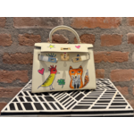 Kim Wyly Hand Painted  Leather Mini Kelly Off-White Fox/Woodpecker