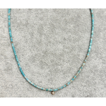 Theodosia Delicate Turquoise Necklace with Gypsy Set Diamond, 14k, 17 inches