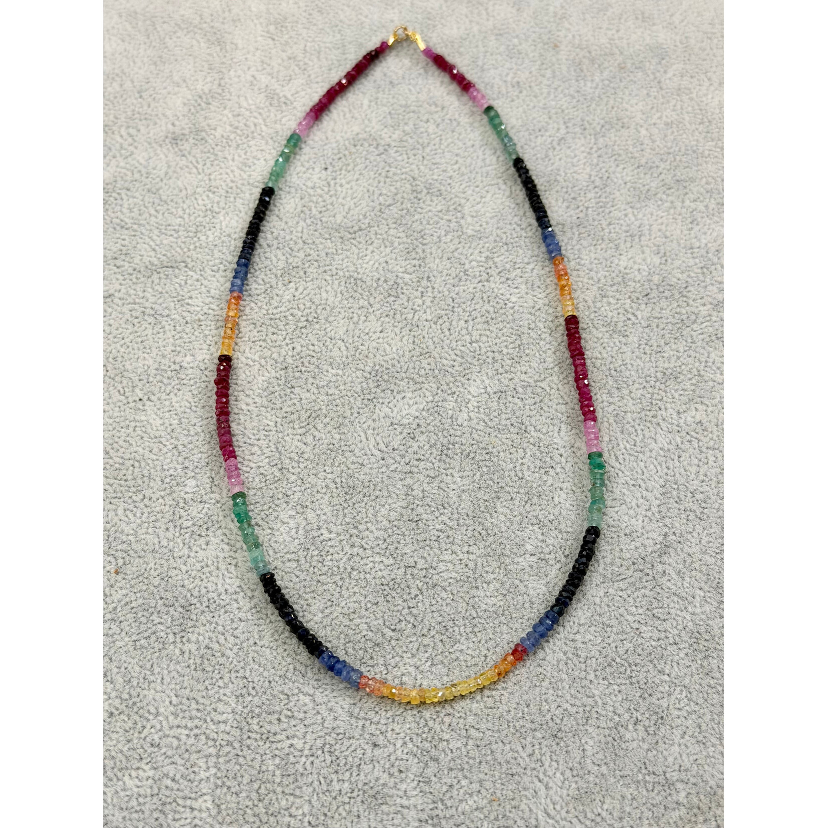 Theodosia Rainbow Shaded Sapphire Heishi Necklace, 16"