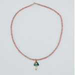 Theodosia Rhodocrosite Necklace with Mushroom, 16 inches