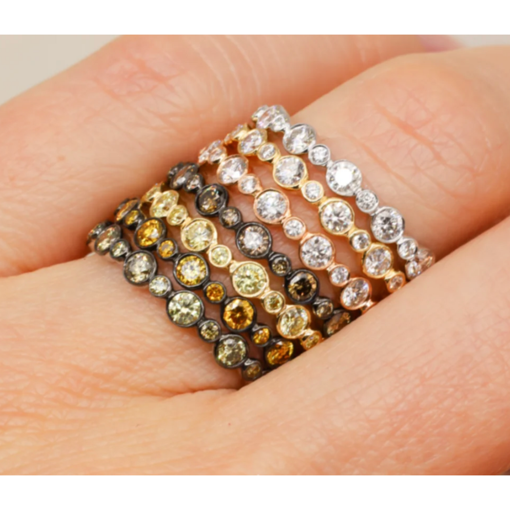 Sethi Couture 18k Yellow Gold and White Diamond Aurelia Band, Size 7, .84ct