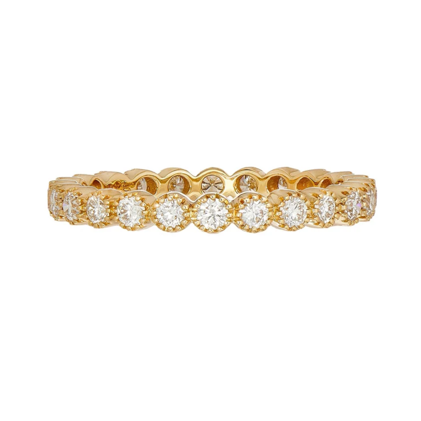 Sethi Couture 18k Yellow Gold and White Diamond Bezel Band, .65 ct, Size 5.25