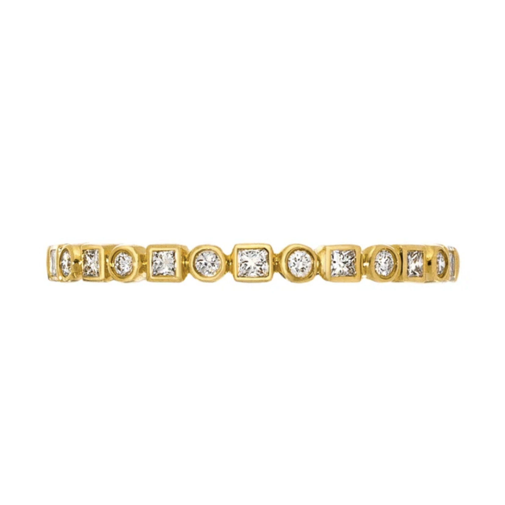 Sethi Couture 18k White Round and Princess Cut Diamond Kate Band, Size 6.5